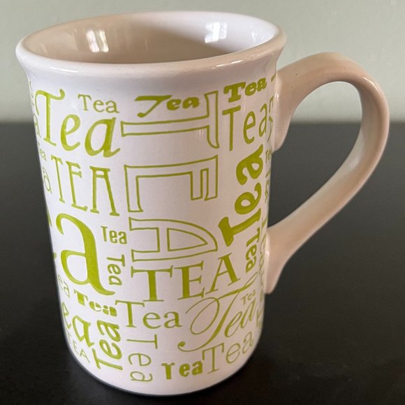 Pair of GIBSON  TEA & COFFEE Ceramic Mugs with Word Cloud Collage Patterns - Picture 7 of 13